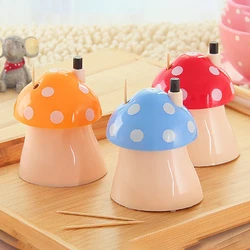 Toothpicks Container Creative Lovely Portable Mushroom Automatic Pops Up Toothpick Storage Box Dispenser Holder Table Organizer