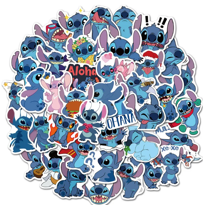 

50pcs Stitch Cartoon Graffiti Stickers Waterproof Decals Stickers For Laptop Phone Thermos Notebook Ipad Diy Stickers Toys Gift