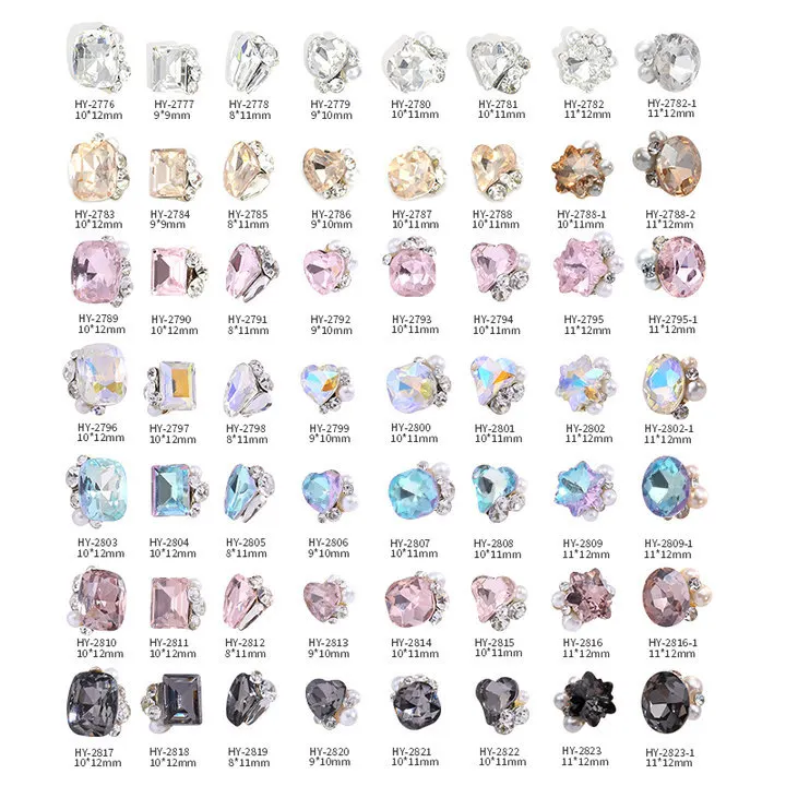 Melaad Style Crystal Stacked Rhinestones Nail Art Decorations, Popular Super Shiny White Irregular Heart-Shaped Chunky 3D Nail Rhinestones
