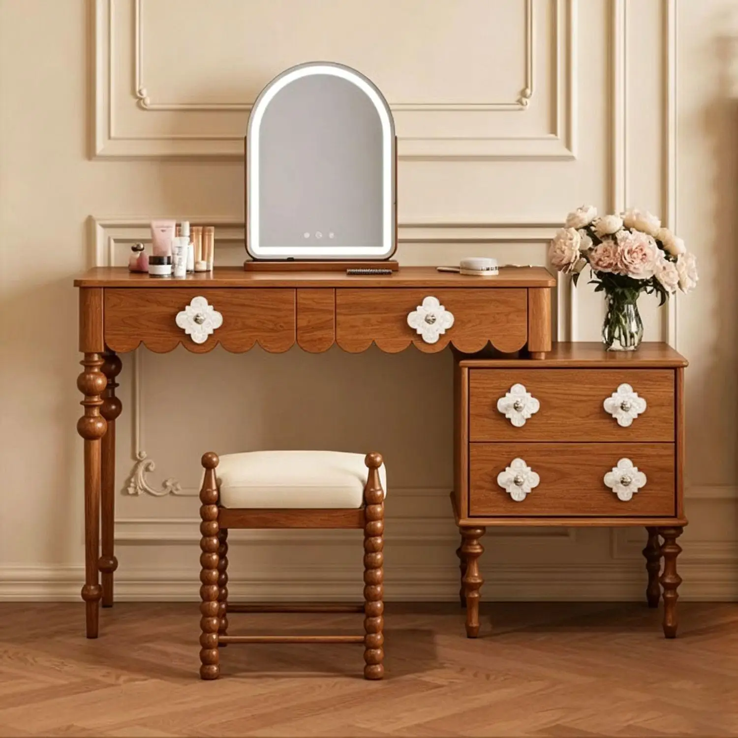 New model of extendable dressing table drawer for a high-end small apartment, black