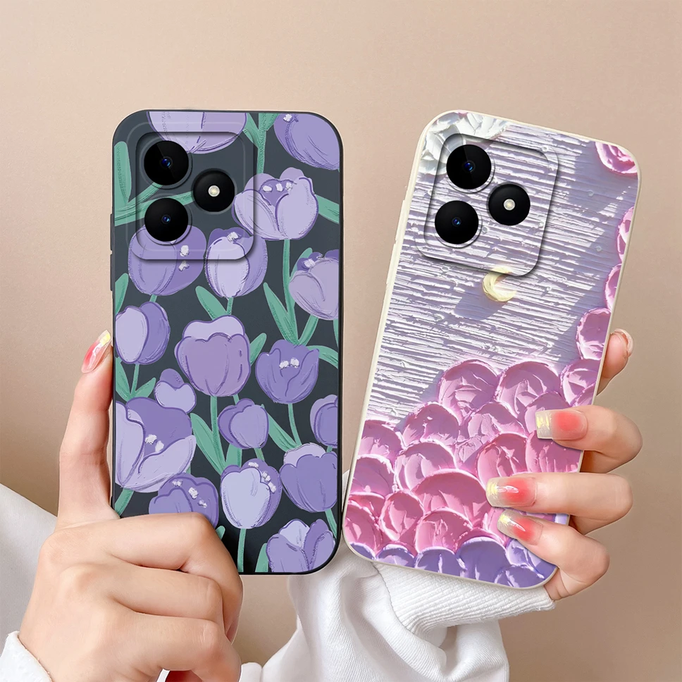 For Realme Note 50 Phone Case Lovely Funny Cat Astronaut Soft Liquid Silicone Shockproof Back Cover For Realme Note50 Funda Capa