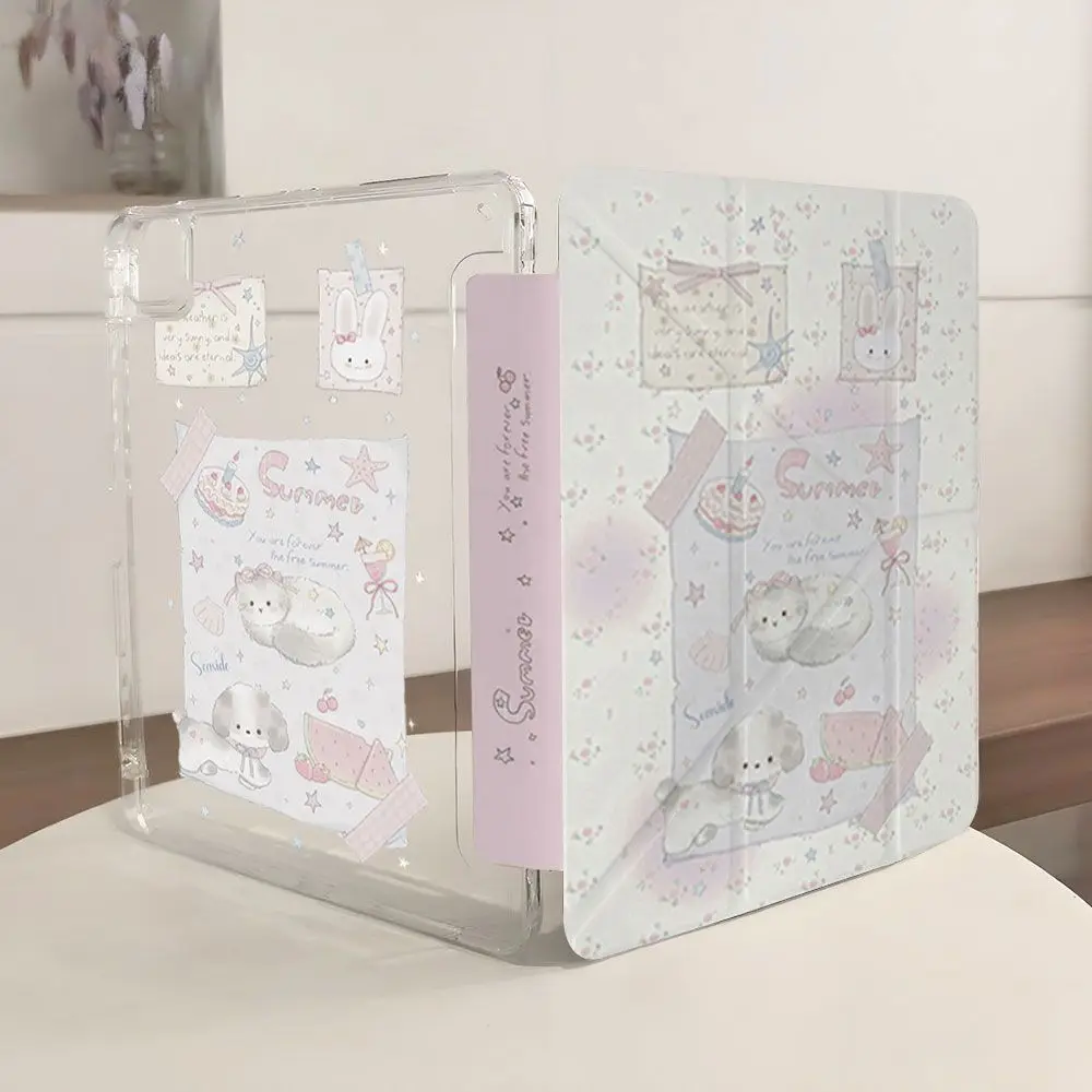 Kawaii Cat And Dog Cake Stickers For iPad Pro Air 13 11 M5 M4 M3 M2 2 1 11th A16 12.9