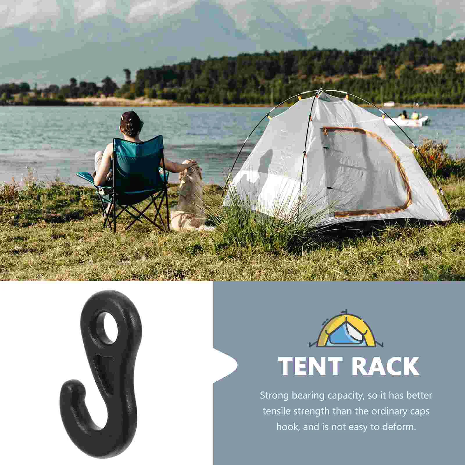 Outdoor Canopy Tent Question Mark Light Hook Ground Nail Wind Rope Connection Pom9 10pcs (black) Stainless Tents