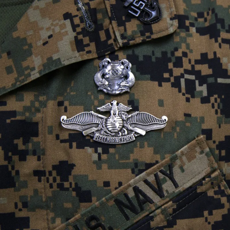 Fleet Marine Force Skill Qualification Badge Metal Badges Chest Brooch Medal for Military Enthusiasts Decoration Crafts 1PC