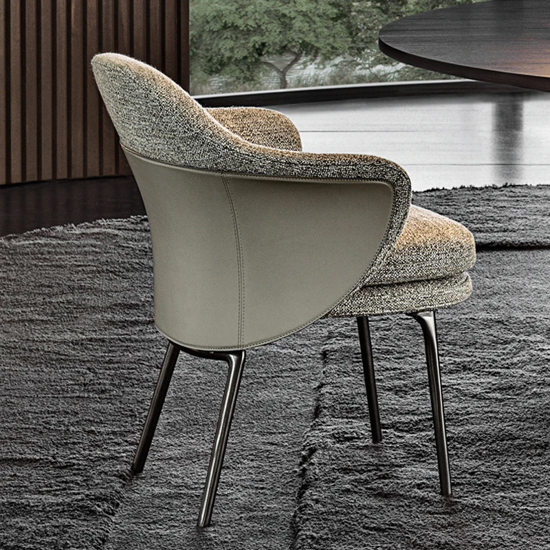 Household fabrics Hong Kong-style luxury restaurant Hotel advanced sense stainless steel leather chair