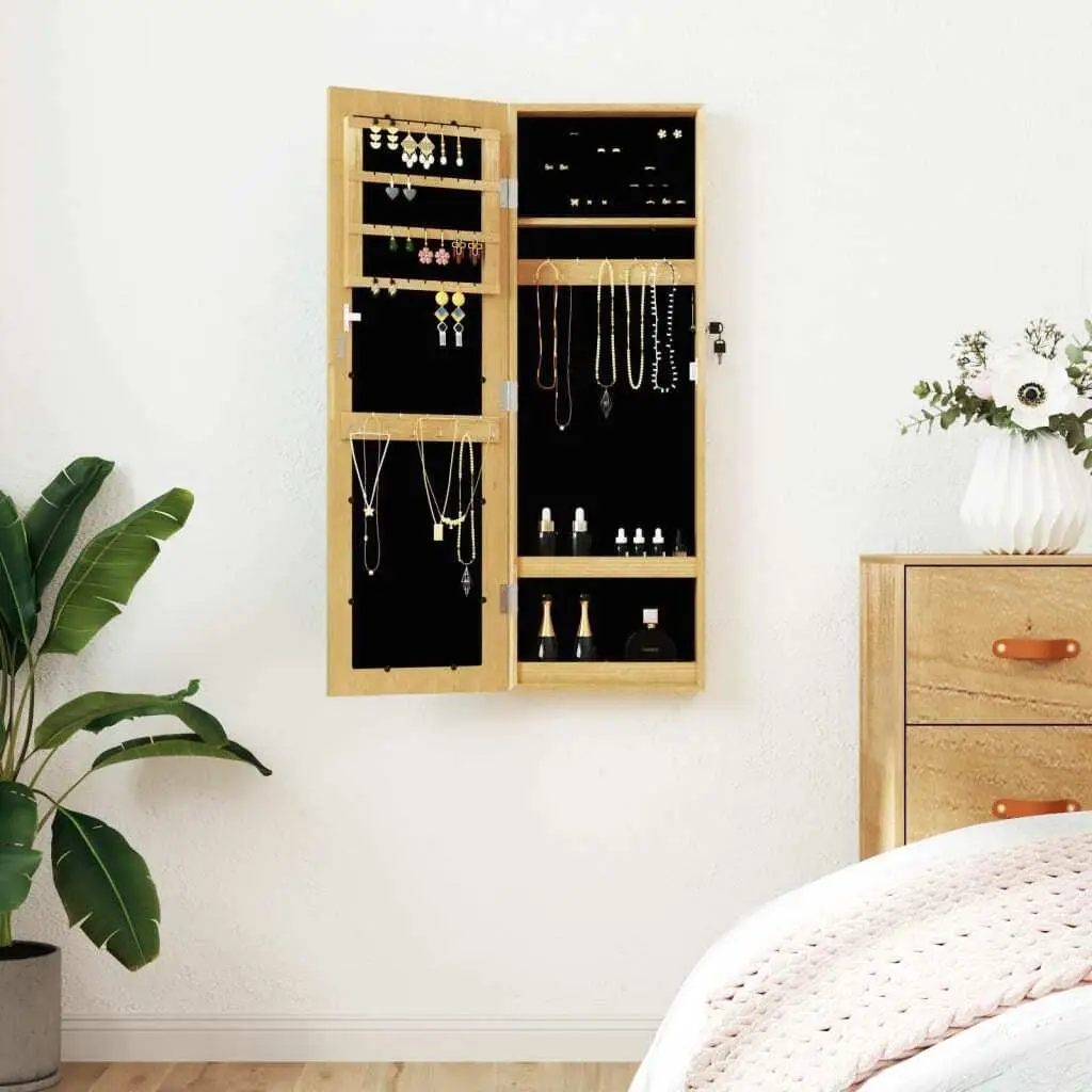 30x8.5x90 cm Wall-Mounted Mirror Jewelry Cabinet - Stylish Organizer for Accessories