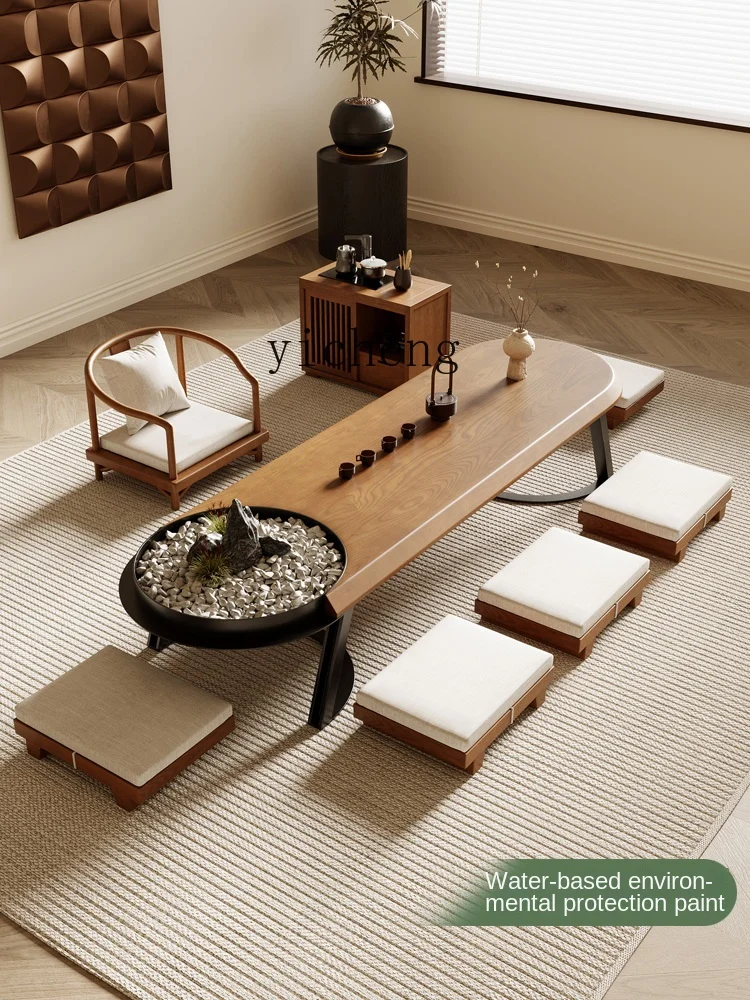 Tqh Tea Room White Wax Tatami Tea Table Home Sitting Floor Short Tea Table B & B Quiet Style