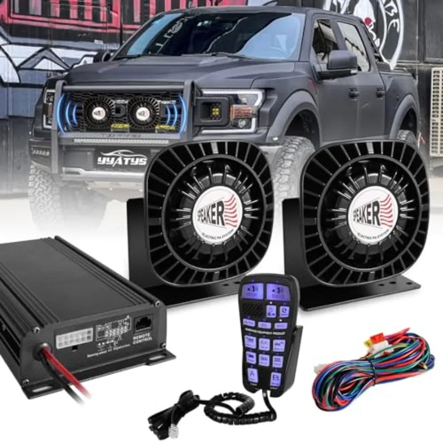 

Emergency Vehicle Siren PA System 400W Multi-Tone Car PA System with Mic Extra-Slim Speaker for Tow Truck Pickup Ambulance SUVs