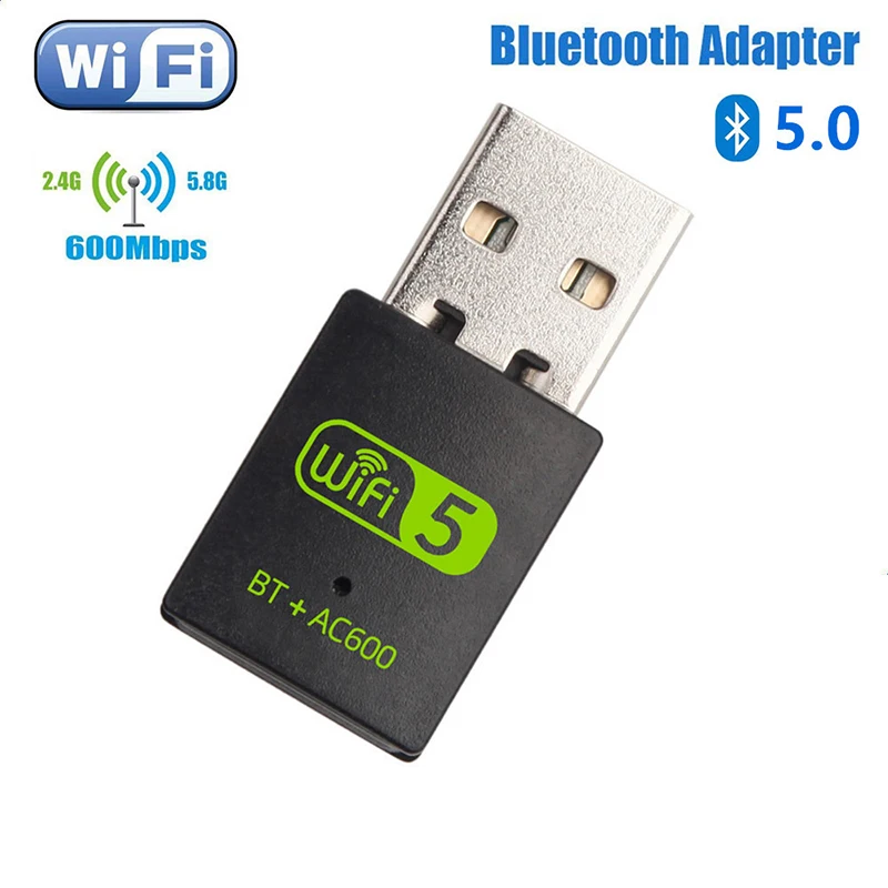 600Mbps USB WiFi Bluetooth Adapter 2in1 Dongle Dual Band 2.4G 5GHz USB WiFi 5 Network Wireless Wlan Receiver DRIVER FREE