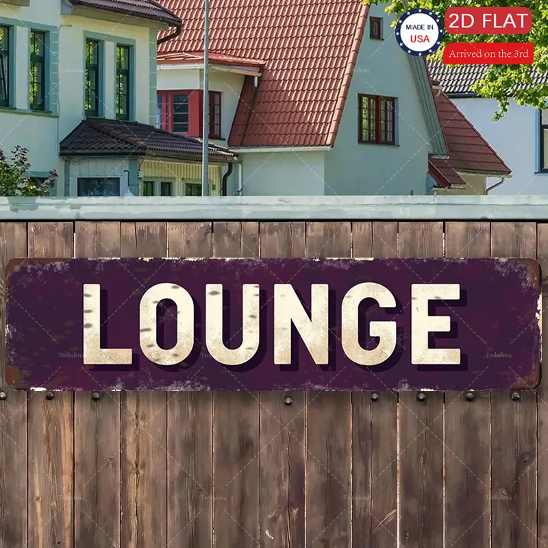 

1 шт. металлическая вывеска, 4x16 дюймов, винтажная вывеска «LOUNGE» — деревенское металлическое настенное искусство для домашнего декора