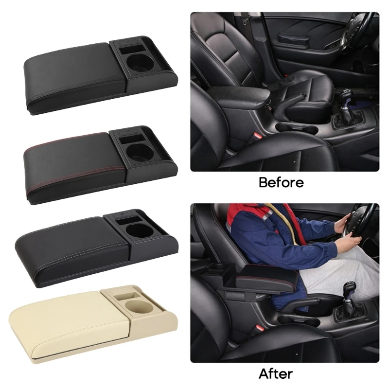 Truck Armrest Cushion Pad Center Console Increased Elbow Support Cup Holder