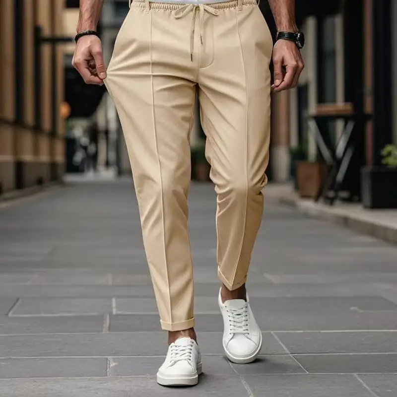 

Men's Spring/Summer Sport Pants - Solid Color Straight Fit American Trendy Micro-elastic Casual Running Fitness Streetwear Pants