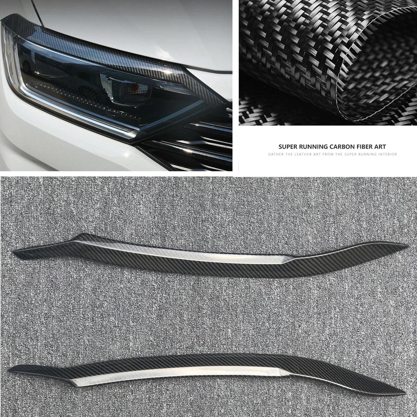 

For Volkswagen VW Jetta Mk7 2019-2021 Headlight Eyebrow Headlamp Eyelid Carbon Fiber Car Front Head Light Lamp Cover Trim Brow