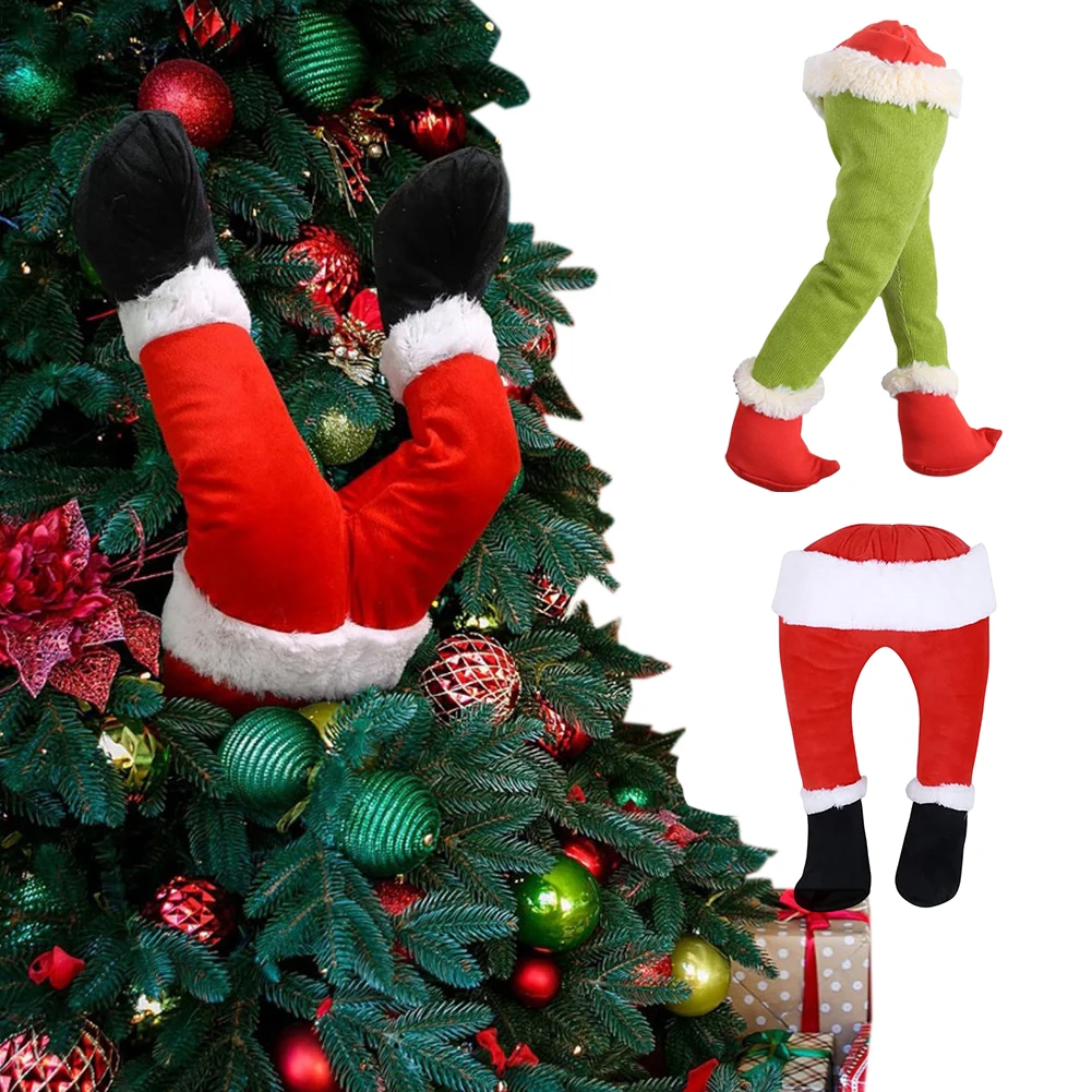 

Christmas Elf/Santa Legs Stuffed Legs Stuck Tree Topper Decoration Christmas Tree Topper Xmas Holiday Indoor Outdoor Decor