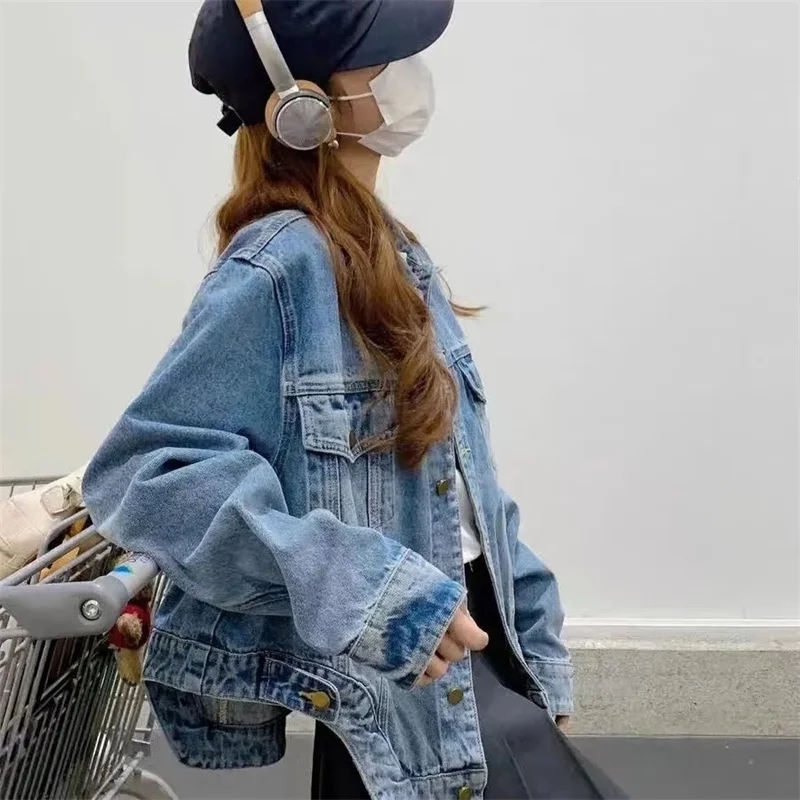 Frühling Herbst Damen Freizeit Denim Outwear 2025, weibliche Mode, blauer Cowboy-Mantel, koreanische Frauen, lange Ärmel, kurze Jeansjacke