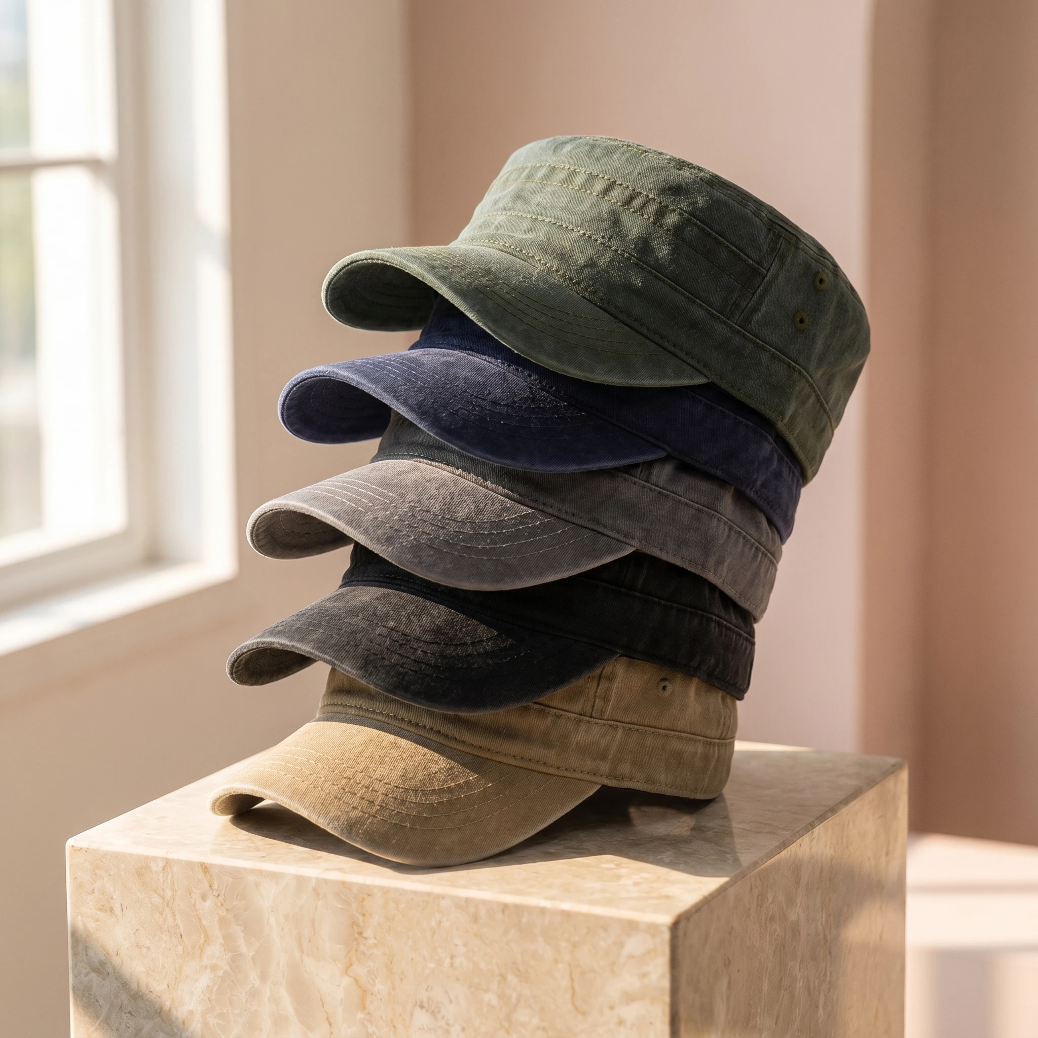 Fashion Washed Cotton Flat Top Cap Adjustable Outdoor Sun Caps Women Men Cadet Cap Retro sun Hats Baseball cap Bone Man Cap
