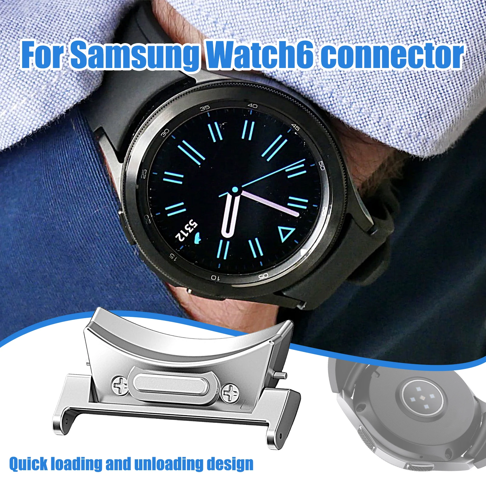 1pc Connector For SamsungGalaxy Watch 6 Classic 20mm 22mm Accessories Stainless Steel Quick Fit Adapter For Watch5 Pro