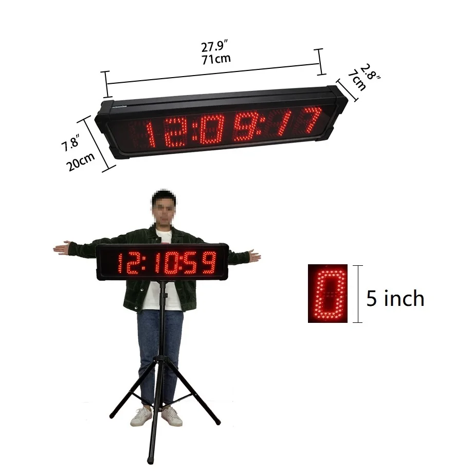 Dry Letter 5 Inches 6 Digits Large Size Clock 7 Segments Large Outdoor Waterproof Light Emitting Diode Display Remote Control