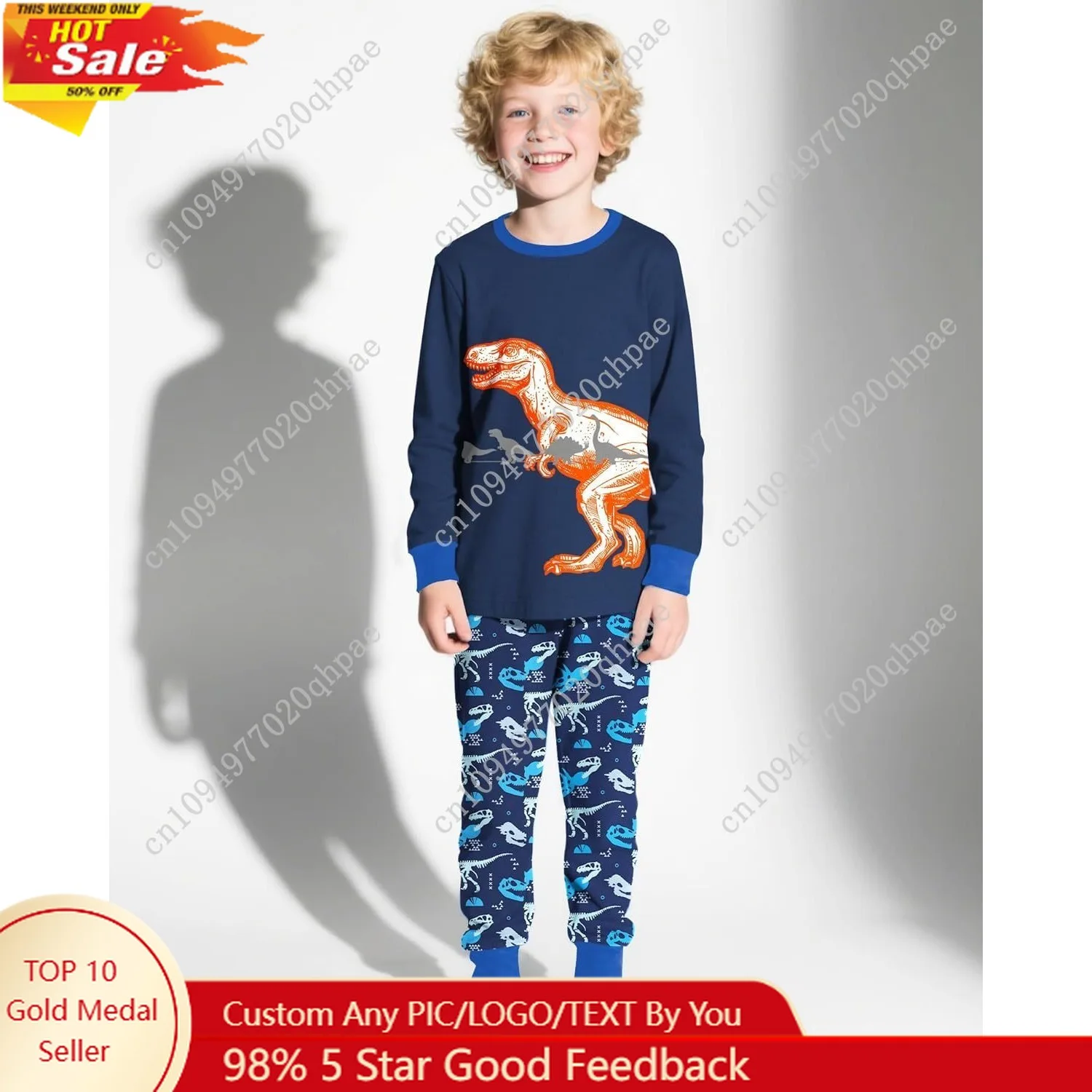 

2 Piece Boys Pajamas Kids Long Sleeve Top and Pants Pajamas Pjs Sleepwear Set for Toddler Little Boys 3-10 Years