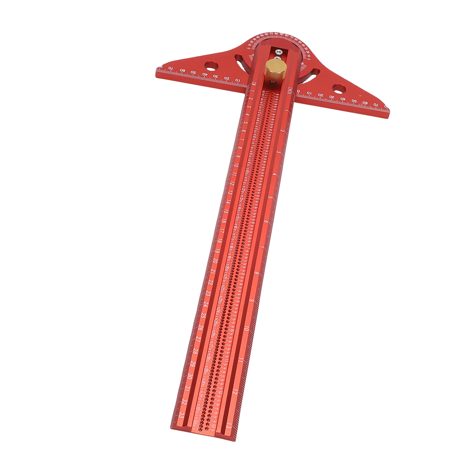 Liniał T z aluminium o długości 13 cali, narzędzie do trasowania i pomiaru drewna typu T ze skalą kątową, narzędzie do znakowania linii w obróbce drewna.