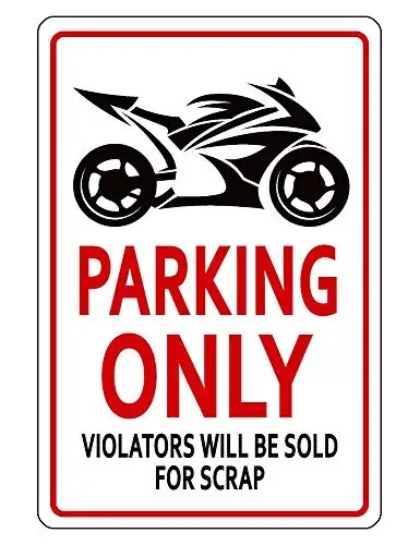 

Retro Vintage Tin Sign 8x12,Sport Bike Parking Sign Durable No Rust Custom Bike Sign,Funny Iron Painting Decoration Warning Sign