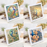 1 DIY frameless peacock pattern irregular diamond painting set, suitable for interior decoration of living room wall art
