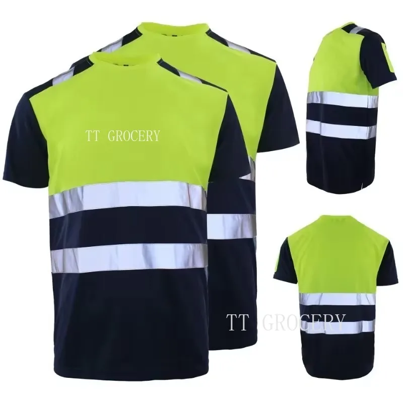 Imagem -02 - Visibilidade Segurança Camisas do Trabalho Verão Respirável Trabalho t Shirt T-shirt Reflexivo Quick Dry hi Vis Camisas Grande Xxl Alta