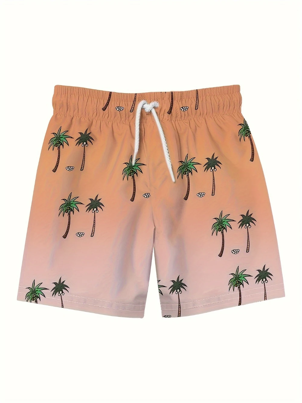 Calções de praia masculinos com estampa digital 3D de palmeira tropical calções casuais de verão com bolsos para férias e atividades ao ar livre