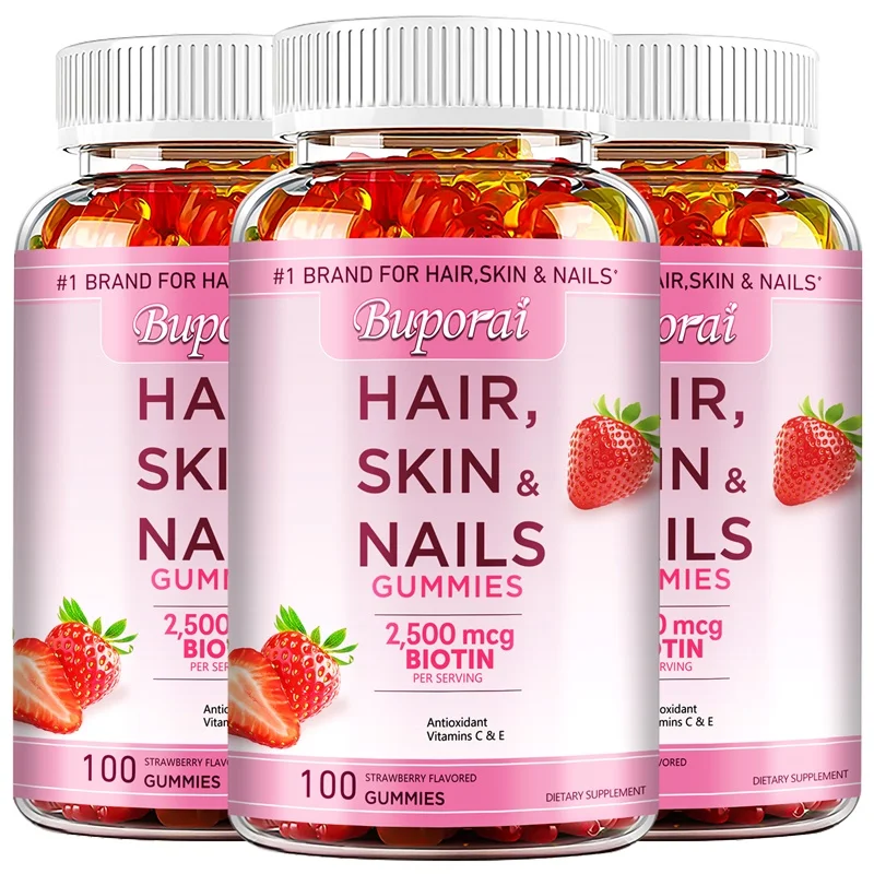 

Hair, Skin and Nails Gummies - Promotes Hair Growth, Anti-oxidation, Healthy Nails, Brightens Skin