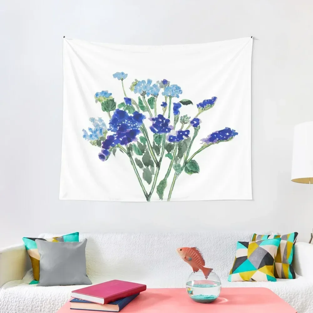 

blue flowerwatercolor Tapestry Aesthetics For Room Living Room Decoration Tapestry