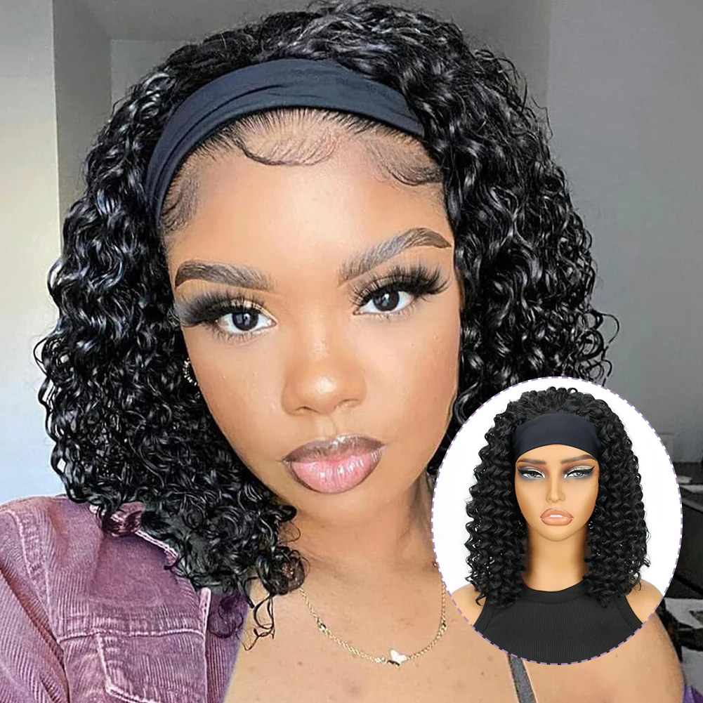 

Deep Wave Headband Wig Synthetic Short Curly Headband Wig Afro Kinky Curly Headband Wigs For Women