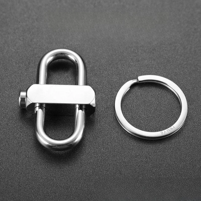 Stainless Steel Luban Buckle Keychain for Men, Minimalist Waist Hanging Car Key Chain Creative Metal Key Holder Pendant