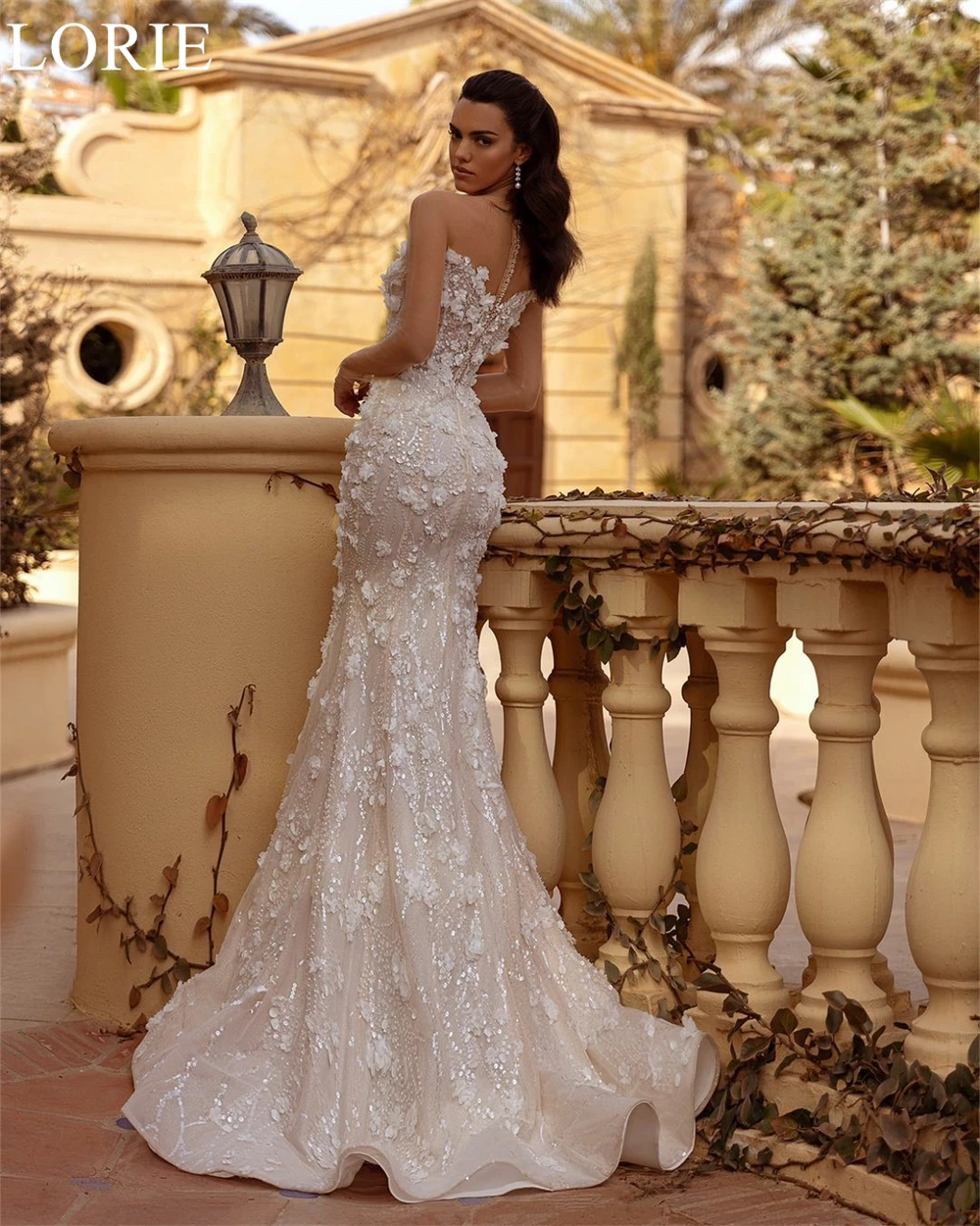 LORIE BOHO Lace Tulle Wedding Dresses Strapless Mermaid Beading Appliques Sweetheart Prom Gown Exquisite Bridal Gowns Customized