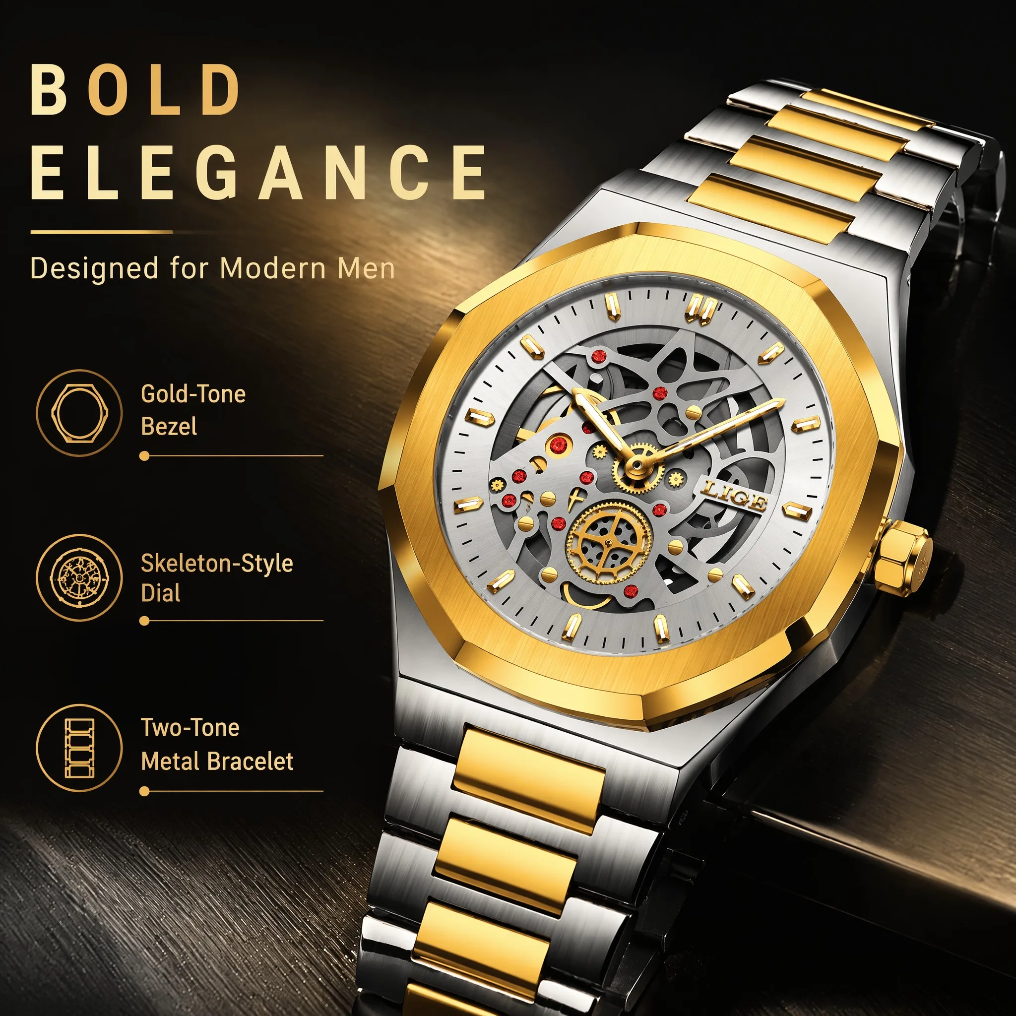 Smartwatch Luxury Watches For Men - LIGE 2026 Luxe Herenhorloge Mode Lichtgevend