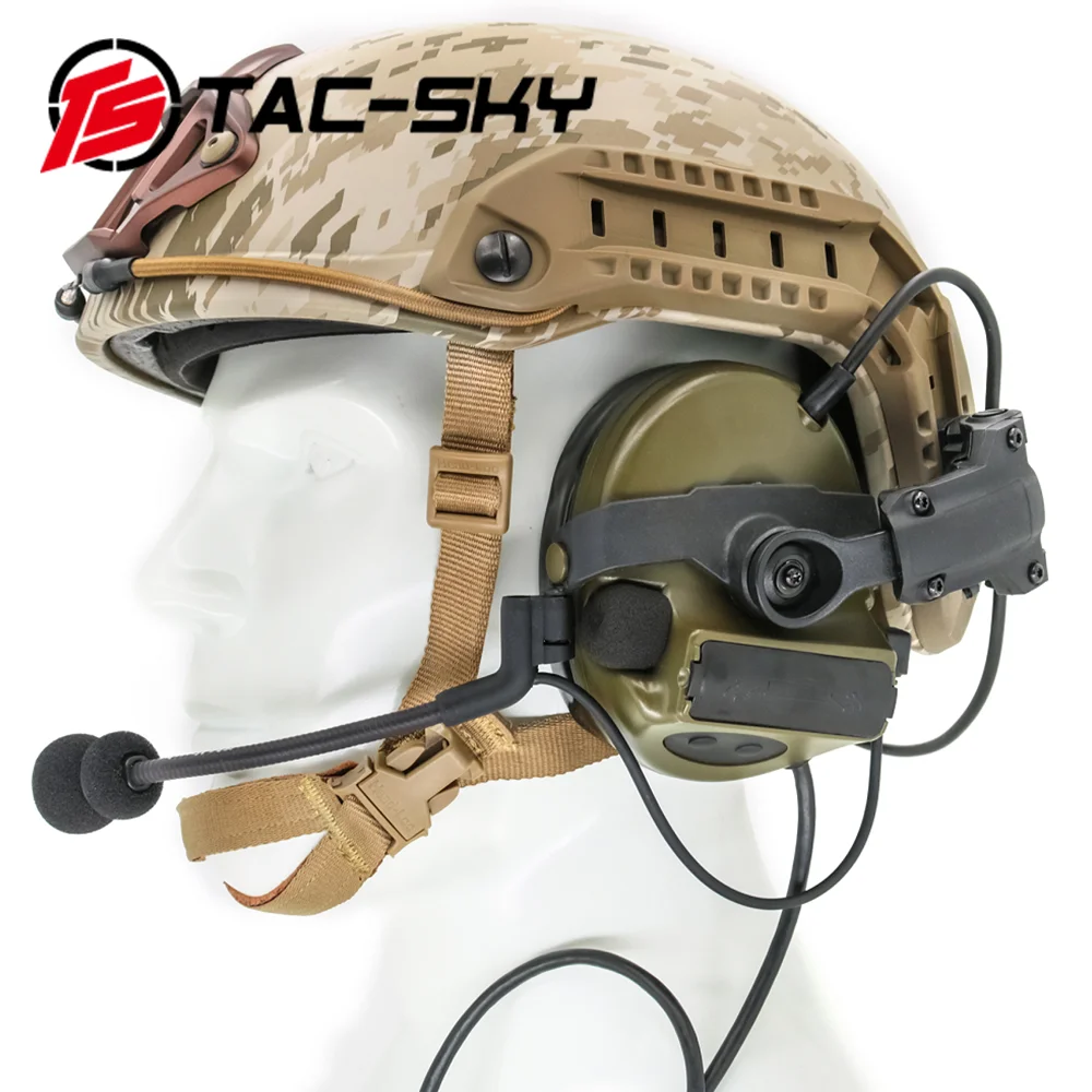 

TAC-SKY Tactical COMTA II Headset Helmet ARC Track Bracket Silicone Earmuff Version Walkie Talkie PTT Headset COMTA Headset