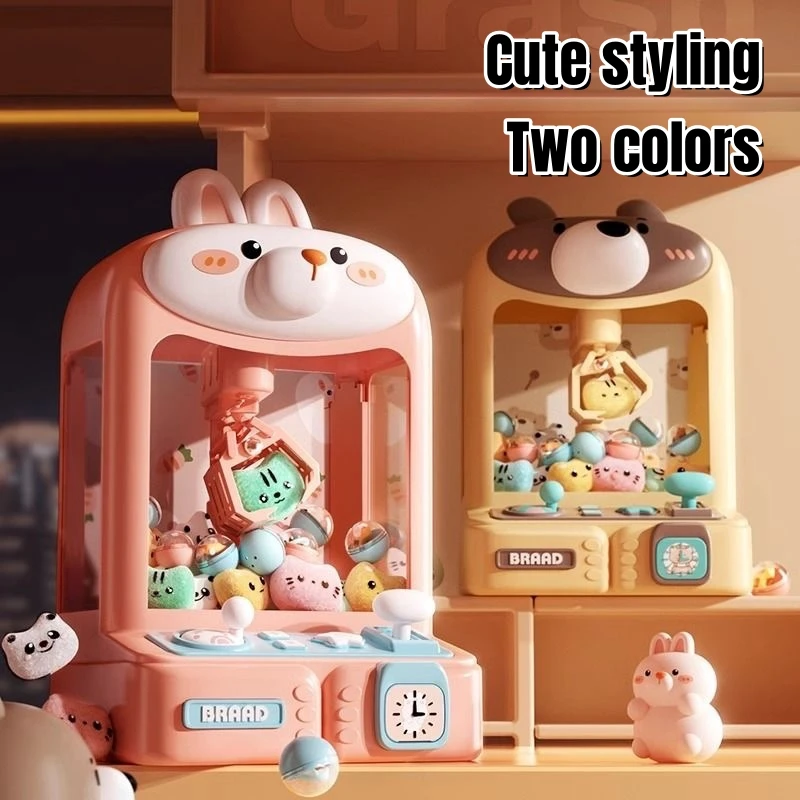 Cartoon Mini Claw Machine Toys for Kids DIY Gashapon Plush Doll Prizes Vending Machines Kit Children Birthday Christmas Gifts