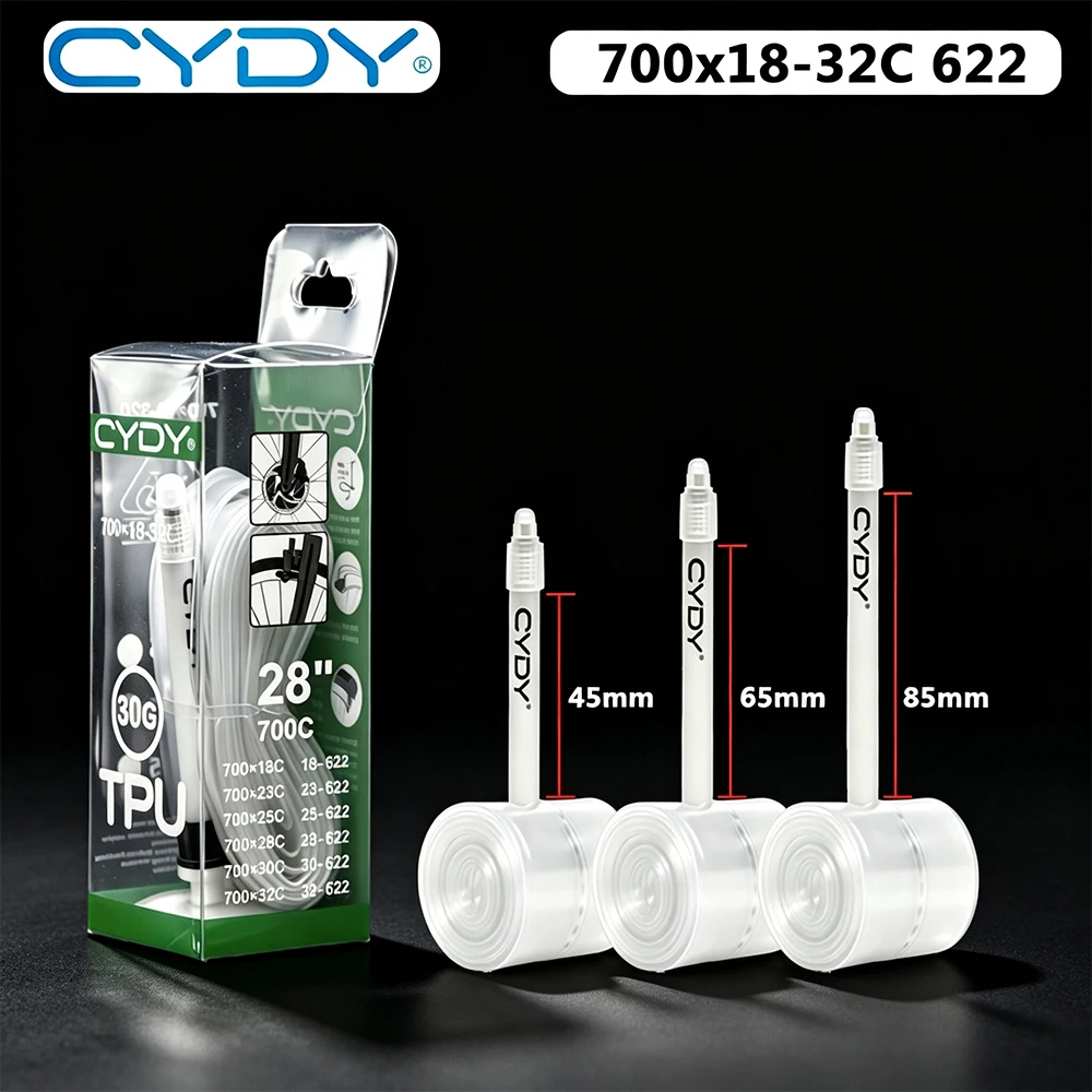 CYDY Road Bicycle TPU Inner Tube 700x18 23 25 26 27 28 30 32C Cycling Bike Tires 30G Camera Tyre 700C Night Fluorescence Valve