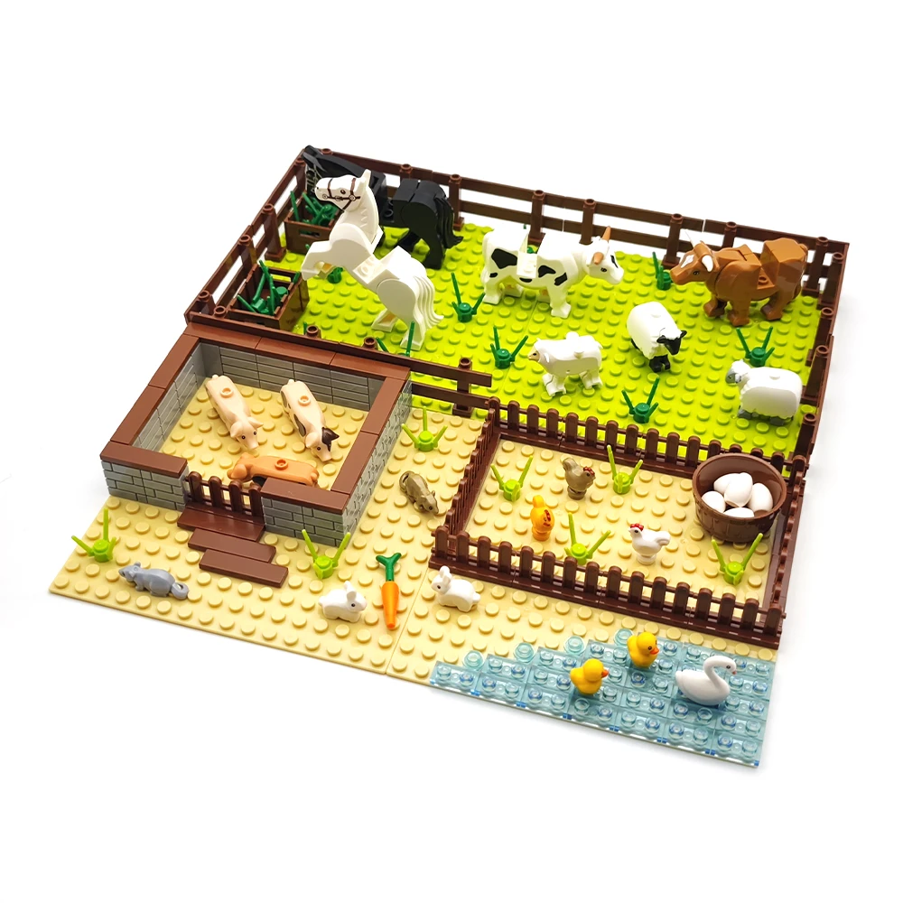 

Строительные блоки MOC, сельскохозяйственные животные, курица, утка, свинья, овца, крупный рогатый скот, лошадь, сцена, сборка, головоломка, игрушки, аксессуары