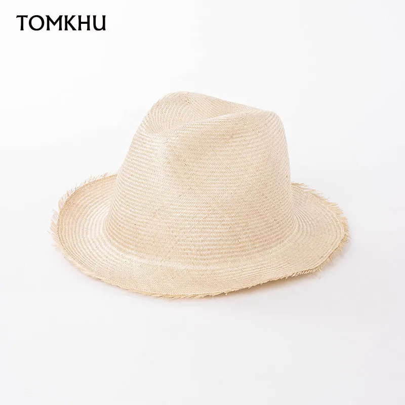 New Korean Designer Style Simple And Shiny Sisal Grass Panama Jazz Hat Outdoor Casual Sun Hats Caps Men Sombrero Mujer Playa