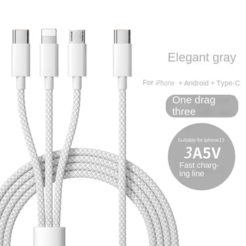 3 In 1 Hızlı Şarj USB Kablosu 100 W Xiaomi iPhone Poco Mikro Tip C şarj aleti kablosu Kablosu Çoklu Usb C Şarj Tel Hattı