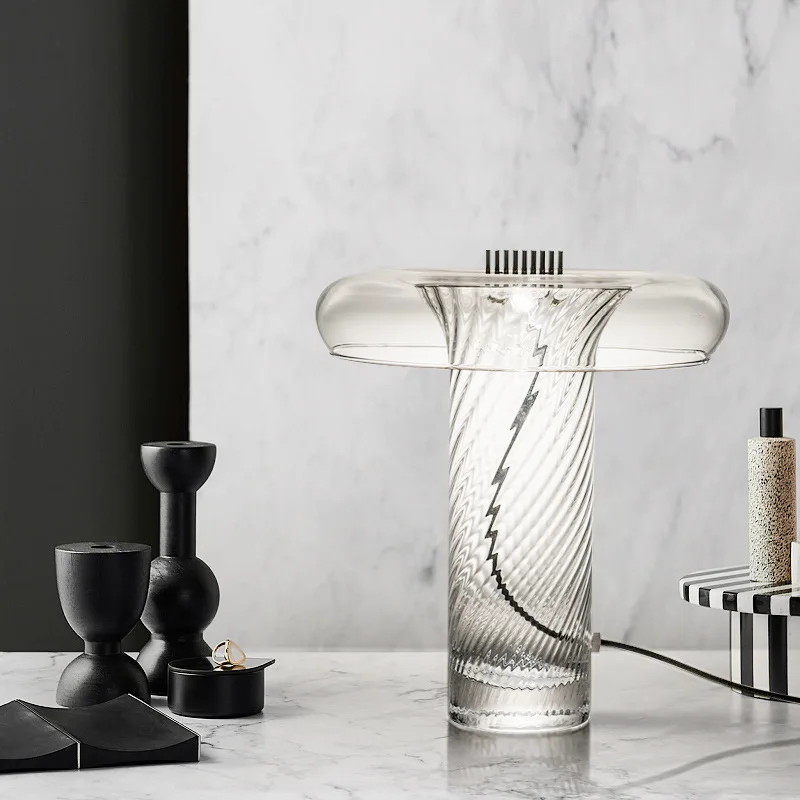 Nordic personalized twisted glass desk lamp modern LED decorative lamp study bedroom bedside designer Table lamp