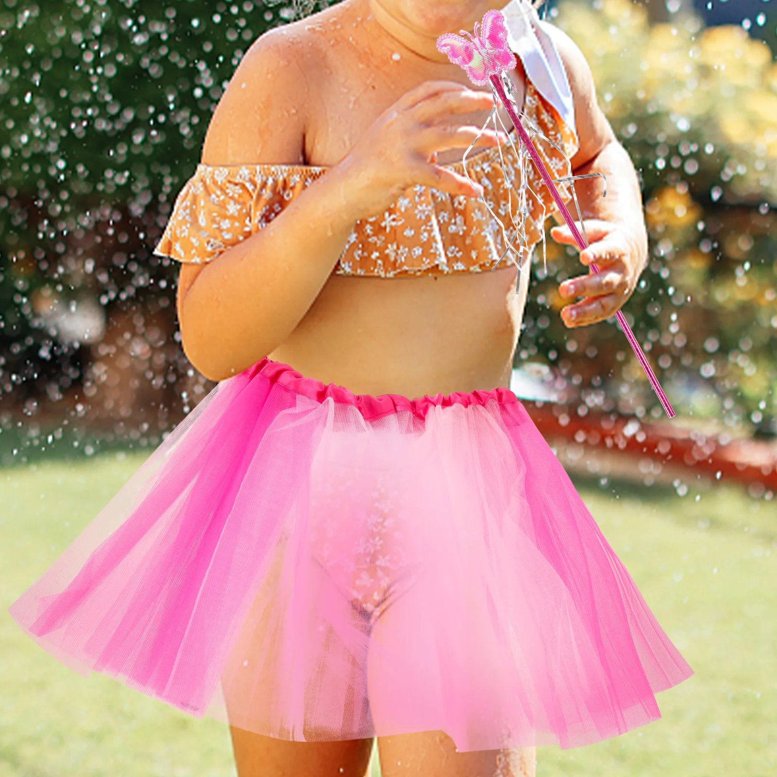

1 set Kids Butterfly Costume Set Rainbow Tutu Skirt Fairy Wings Wand Headband For Girl Cosplay Party Dress Up Prop Decor