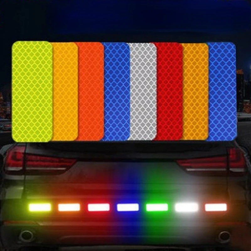 10pcs/set Reflective Stickers for Car Night Safety Warning Tape Waterproof PET Fluorescent Reflector Film Reflective Material