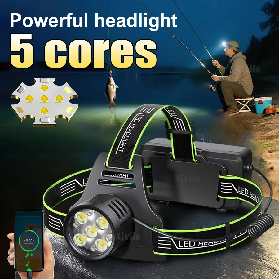 

6000K Fixed Focus LED Headlamp 5200mAH Rechargeable Strong Bass Head Lamp Eye Protection Suitable for Long Term Working Headligh