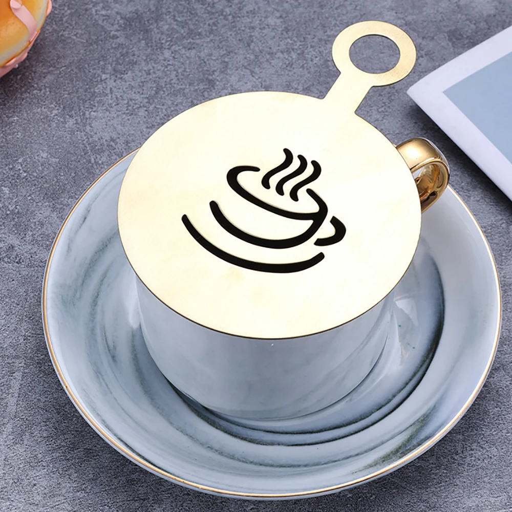 Stainless Steel Coffee Stencil Latte Cappuccino Decorating Stencils Cake Cookie Spray Paint Art Baking Mold For Barista Template