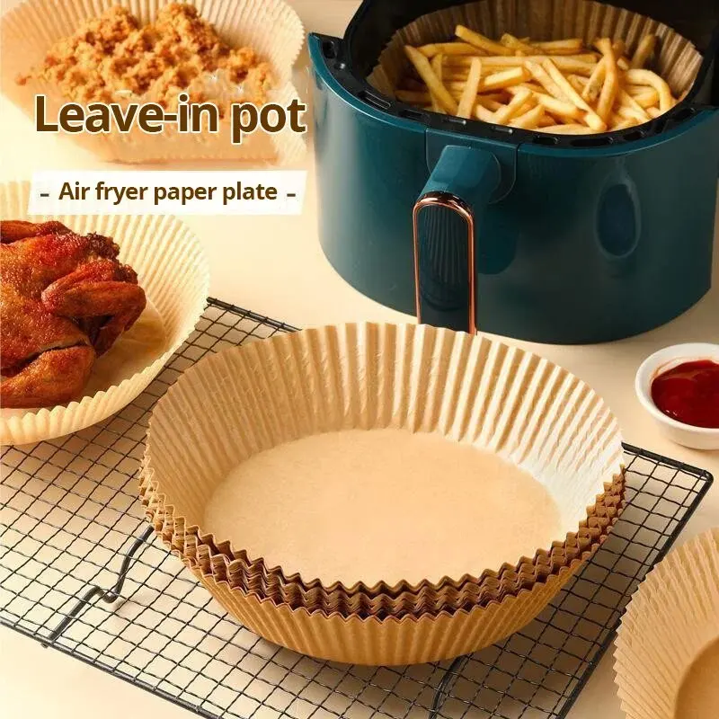 50pcs/set Disposable Air Fryer Paper Liner 23CM Oil-proof Water-proof Airfryer Disposable Cooking Paper Trays Baking Paper image 5