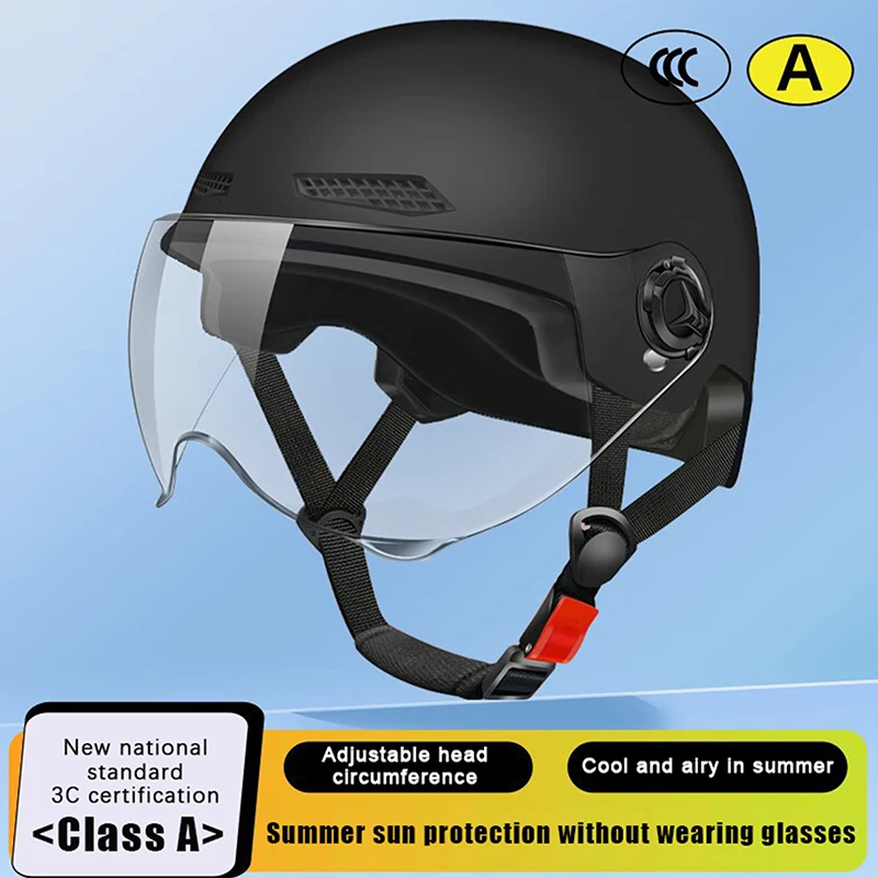 Halbhelm für Erwachsene mit Schutzbrille für Motorrad und Fahrrad – Cartoon-Design, 3C-zertifiziert für Männer und Frauen.
