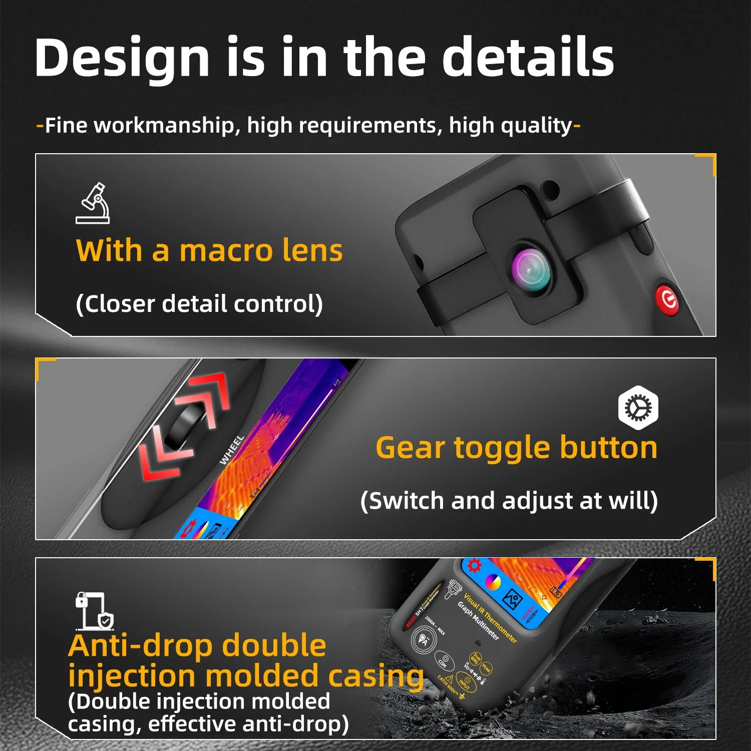 كاميرا تصوير حراري BSIDE SH7 320*320 20000 عدد شاشة لمس رقمية متعددة 2 في 1 كاميرا تعمل بالأشعة تحت الحمراء لإصلاح عدسة ماكرو PCB