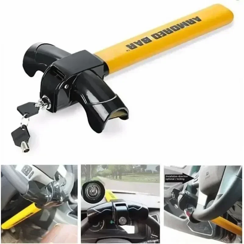 

Universal Car Steering Wheel Lock with 2 Keys Car Security Rotating T-Shaped Steering Wheel Lock Steering Wheel Anti-Theft Lock