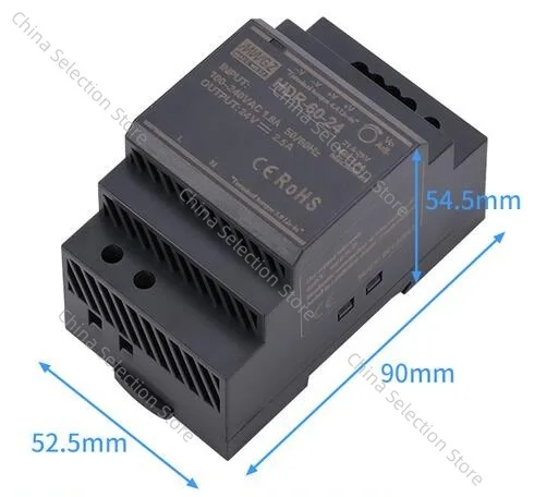 HDR-60 Series HDR-60-5 HDR-60-12 HDR-60-15 HDR-60-24 100-240V AC To DC 5V 12V 15V 24V 48V Single Output DIN Rail Power Supply